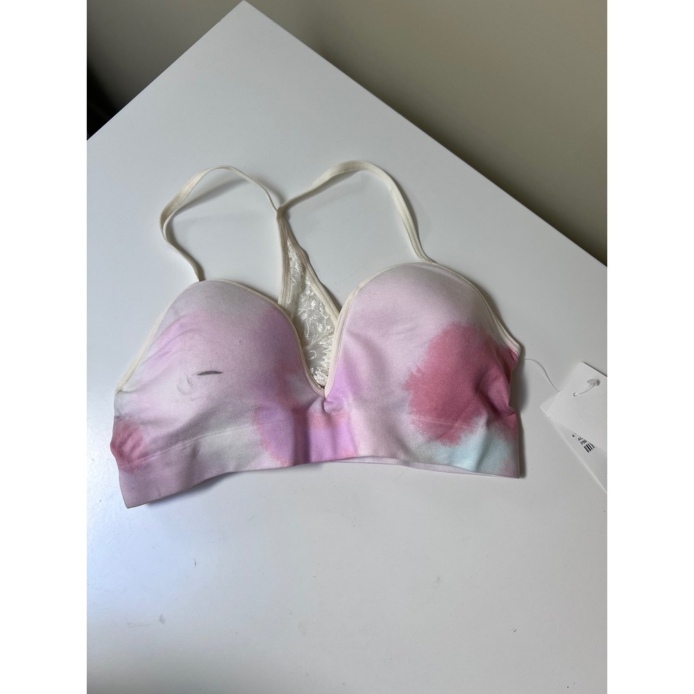 Nordstrom Girls Tie Dye Padded Bralette Pink Purple Lace Racerback XL 16